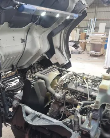 car with open hood