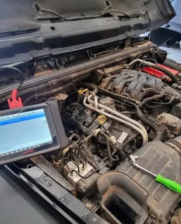 car with open hood