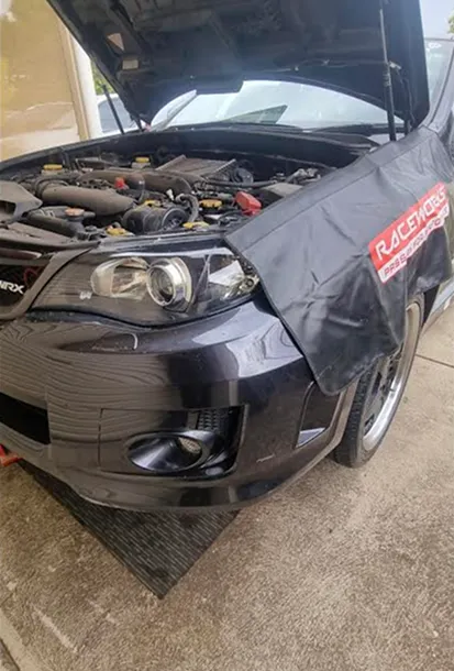 vehicle with hood open