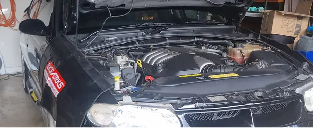 vehicle with hood open