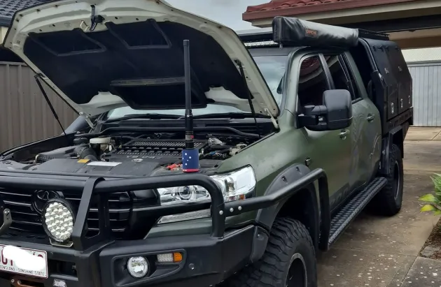 vehicle with open hood